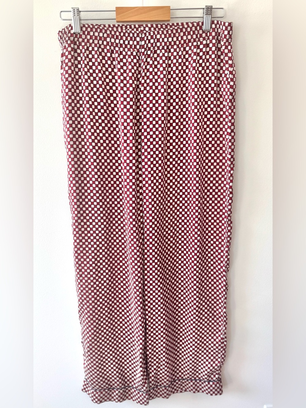 Eberjey Inez 100% Washable Silk Pajama Pants Red Geometric Tile L